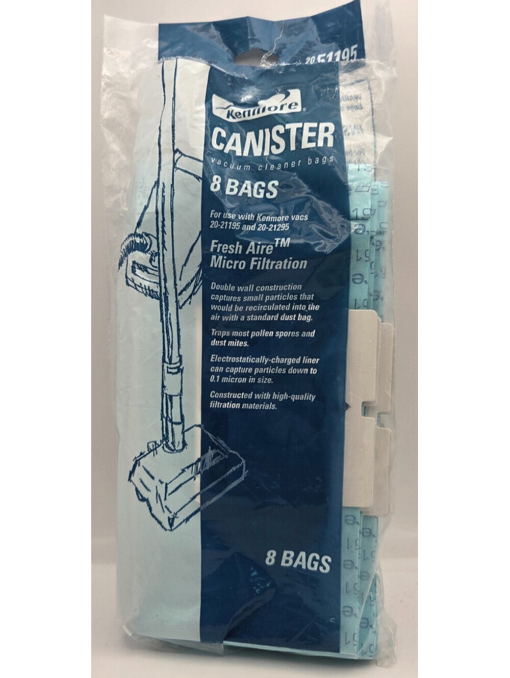 Kenmore 51195 Canister Vacuum Bags Type 51195 7 Bags Replacement OEM